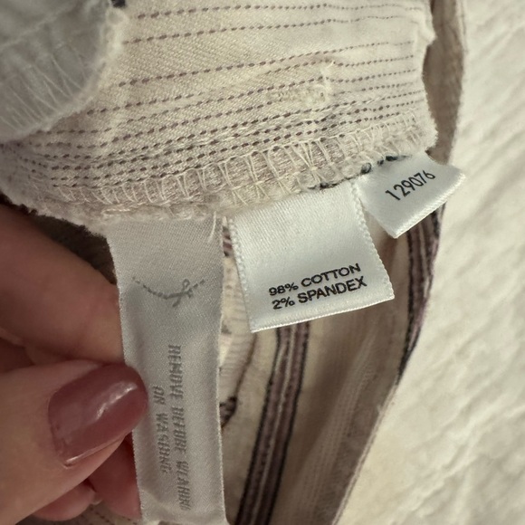 LOFT Off White Striped Capri Pants Size 10 wide cuff - Picture 7 of 9